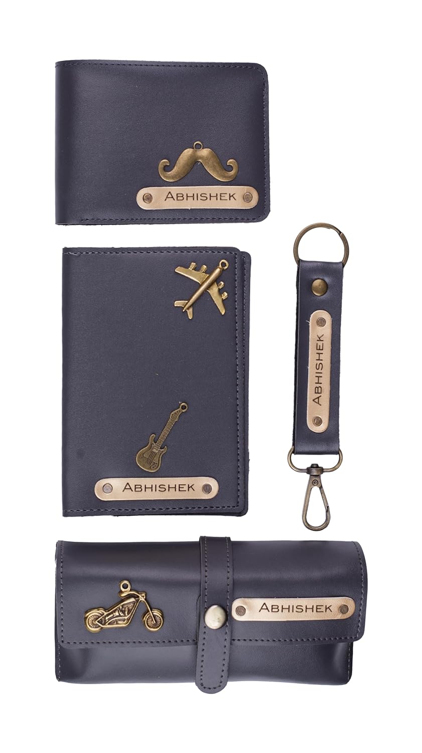 AICA Personalised Name And Charm Leather Wallet Mens Combo Giftset  in amazon India | Localmonk