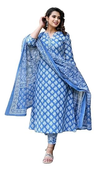 RV Printed Kurta Set for Women with Dupatta in Amazon India | Local Monk