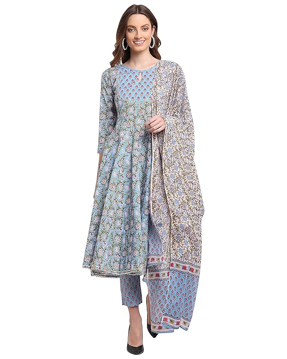 Rajnandini Women's Pure Cambric Cotton Printed Kurta Set in Amazon India | Local Monk