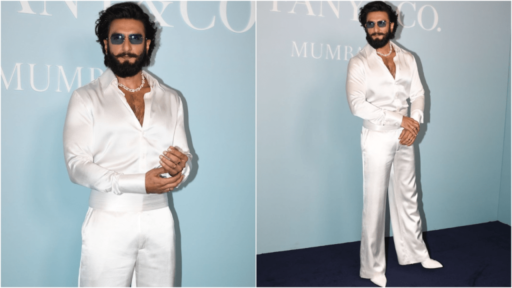 Ranveer Singh in Satin ensemble with white heels Fashion | Local Monk