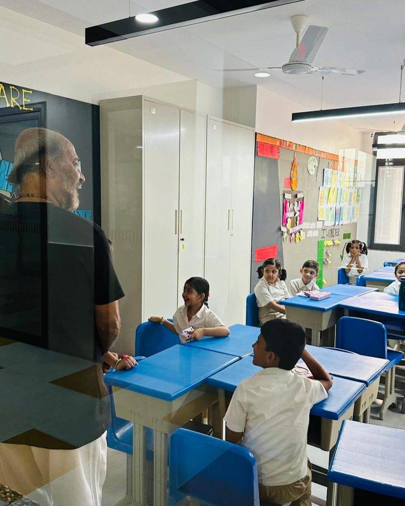 Rajnikanth with his grandson in school | Local Monk