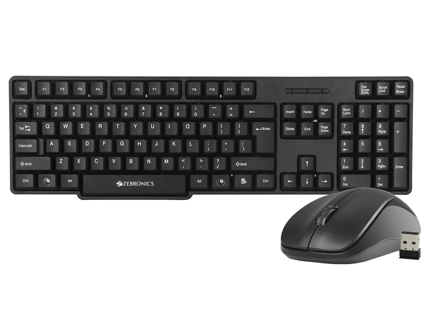 Zebronics Zeb-Companion 107 USB Wireless Keyboard and Mouse Set with Nano Receiver (Black) in Amazon India | Local Monk